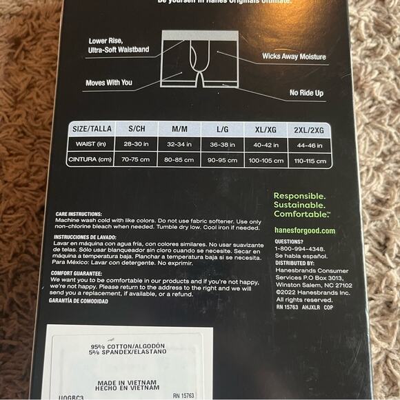 NWT! Hanes Originals Men’s Stretch Boxer Briefs 3 Pack Size Medium 32”-34” - Picture 3 of 3
